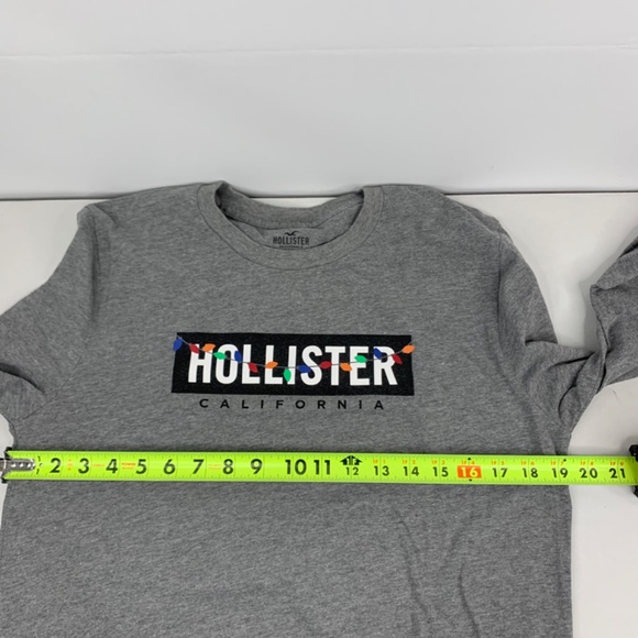 HOLLISTER CALIFORNIA - Christmas Holiday grey red long-sleeve pullover t-shirt - Picture 6 of 7